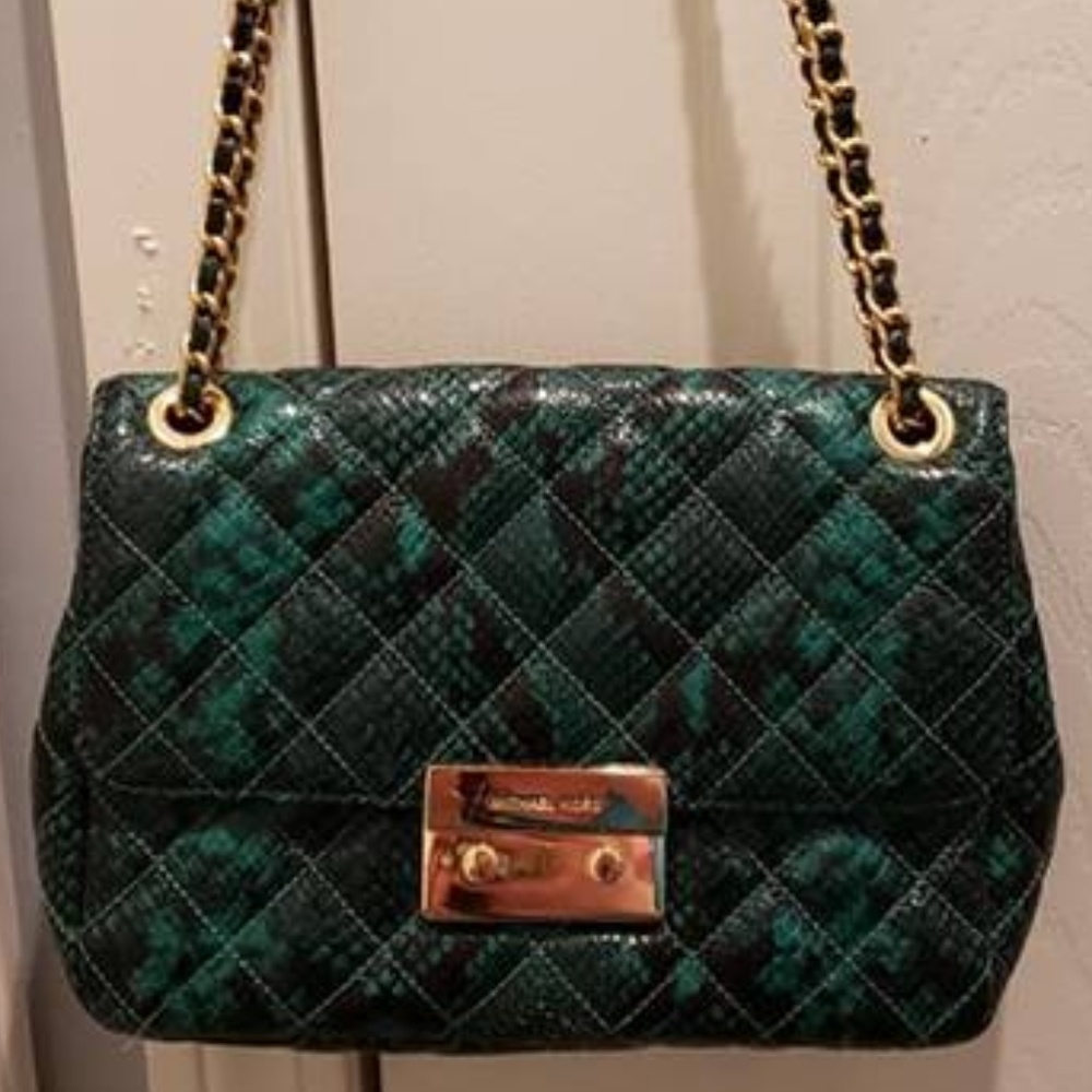 MK Sloan Palmetto Green & Black Snake Bag